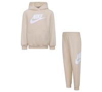 NIKE -Chándal compuesto de sudadera y pantalón con capucha y forro con bolsillos de canguro, con logo bordado, pantalón con cintura ajustable con cordón, beige, 6-7 Años
