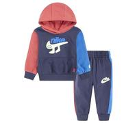 NIKE -Chándal compuesto de sudadera y pantalón con capucha y forro con bolsillos de canguro, con logo bordado, pantalón con cintura ajustable con cordón y dobladillo elástico azul