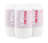 NIKE - Chic & Cool Pack de 3 x 50 ml, Desodorante Mujer Roll-On, Desodorante Antimanchas para Piel Sensible, 0% Alcohol y 0% Sales de Aluminio, de Larga Duración, Fragancia Afrutada