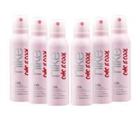 NIKE - Chic & Cool Pack de 6 x 200 ml, Desodorante Mujer Spray, Desodorante Antimanchas para Todo Tipo de Piel, 0% Sales de Aluminio, de Larga Duración, Fragancia Afrutada