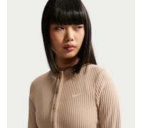 Nike Chill Knit Cárdigan entallado de canalé ancho - Mujer - Marrón M (EU 40-42)