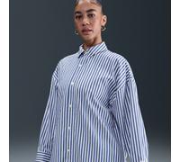 Nike Chill Poplin Camisa oversize a rayas con botones - Mujer - Azul S (EU 36-38)