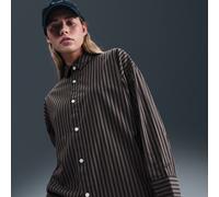 Nike Chill Poplin Camisa oversize a rayas con botones - Mujer - Negro XXL (EU 52-54)