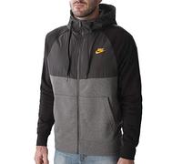 NIKE CJ4415-071 Sportswear Men's Full-Zip Hood Sweatshirt Hombre Charcoal Heathr/University Gold Tamaño L
