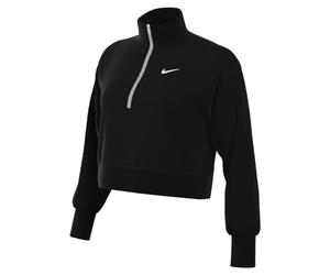 NIKE DQ5767-010 W NSW PHNX FLC QZ Crop Sweatshirt Women's Black/Sail L