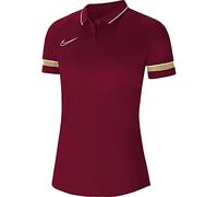 Nike Dri-FIT Academy Camisa Polo, Mujer, Blanco/Equipo Rojo/Jersey Oro/Blanco, XS