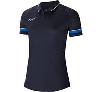 Nike, Dri-Fit Academy, Camisa Polo, Obsidiana/Blanco/Royal Azul/Blanco, M, Mujer