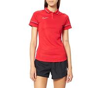 NIKE Dri-FIT Academy Camisa Polo, Mujer, Universidad Rojo/Blanco/Gimnasio Rojo/Blanco, L