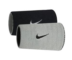 NIKE Dri-Fit Home and Away - Pulseras de Doble Ancho, Color Negro y Gris