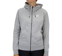 Nike Essential Hoodie FZ FLC Sudadera con Capucha y Cremallera Completa, Mujer, Gris (Dk Grey Heather/White), L