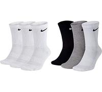 Nike Everyday CUSH Crew Calcetines para hombre, color blanco, gris, negro Blanco, gris, negro. 38-42
