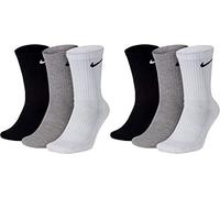 Nike Everyday CUSH Crew Calcetines para hombre, color blanco, gris, negro Blanco, gris, negro. 42-46