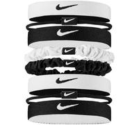Nike Flex Classic - Juego de 8 gomas elásticas para el pelo para correr, fitness, entrenamiento, deporte, color blanco/negro/negro, talla única