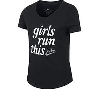 Nike G NSW tee Scoop Girls Run This Camiseta de Manga Corta, Niñas, Black/GRAP Graphic 1, S