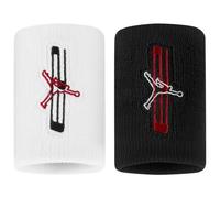 Nike Jordan Jumpman Wristbands Pack de 2 Bandas gráficas para el Sudor de Baloncesto, Bandas Deportivas para Entrenamiento y Juego, Negro/Blanco/Rojo Gimnasio, Talla única
