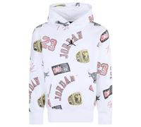 Nike Jordan MJ Essentials Print Sudadera de Niño con Capucha Blanco, Negro, 8-10 años