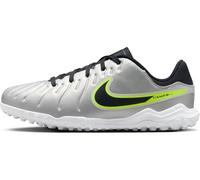Nike Jr. Tiempo Legend 10 Academy Low Top Turf-fußballschuh für Jüngere/Ältere Kinder, Zapatillas de fútbol, Metallic Silver Black Volt, 36 EU