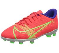 Nike Jr Vapor 14 Club FG/MG, Football Shoe, Bright Crimson/Metallic Silver-Indigo Burst-White-Rage Green, 38 EU