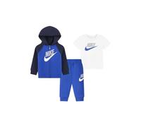 NIKE - Juego compuesto de sudadera con camiseta y pantalón con capucha y cremallera - Camiseta media manga - Pantalón con giro elástico - Pantalón con dobladillo acanalado - Pantalón regular fit azul