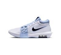 Nike Lebron Witness VIII - Zapatos Unisex con Cordones para Adultos, Blanco-Azul Trueno-Aluminio, 43 EU