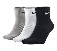 Nike Lightweight Quarter, Pack de 3 Pares de Calcetines, Unisex, Gris/Negro/Blanco, 34-38 S