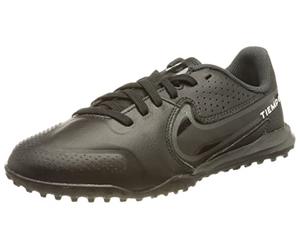 NIKE Little/Big Kids' Turf Soccer Shoes Jr. Tiempo Legend 9 Academy TF, Black/Dk Smoke Grey-Summit White, DA1328-001, 38.5 EU