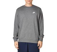 Nike M NSW Club CRW Ft Long Sleeved T-Shirt, Hombre, Charcoal Heathr/(White), XS