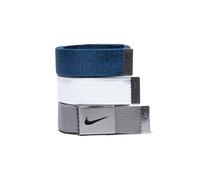 Nike Paquete de 3 cinturones de tela para hombre, Blanco/gris/azul marino, Taille unique
