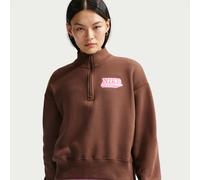 Nike Parte de arriba de ajuste oversize con cremallera de 1/4 de tejido Fleece - Mujer - Marrón M (EU 40-42)