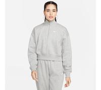 Nike DQ5767-063 W NSW PHNX FLC QZ Crop Sweatshirt Mujer DK Grey Heather/Sail Tamaño XL-S