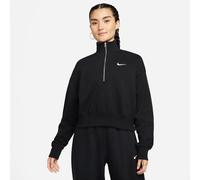 NIKE DQ5767-010 W NSW PHNX FLC QZ Crop Sweatshirt Women's Black/Sail L