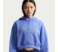 Nike Phoenix Fleece Sudadera corta oversize con capucha de estilo Henley - Mujer - Azul L (EU 44-46)