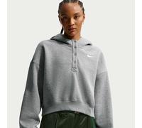 Nike Phoenix Fleece Sudadera corta oversize con capucha de estilo Henley - Mujer - Gris M (EU 40-42)