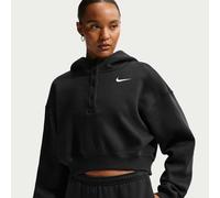 Nike Phoenix Fleece Sudadera corta oversize con capucha de estilo Henley - Mujer - Negro XXL (EU 52-54)