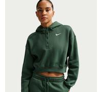 Nike Phoenix Fleece Sudadera corta oversize con capucha de estilo Henley - Mujer - Verde L (EU 44-46)