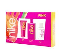 NIKE - Pink Colonia 100 ml + Crema Corporal 75 ml + Gel de Baño 100 ml, Estuche de Regalo Mujer, Eau de Toilette Natural y Femenina, Aroma Floral Afrutado, Fragancia Fresca, Seductora y Duradera