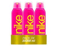 NIKE - Pink Pack de 3 x 200 ml, Desodorante Mujer Spray, Desodorante Antimanchas para Todo Tipo de Piel, 0% Sales de Aluminio, de Larga Duración, Fragancia Floral Afrutada