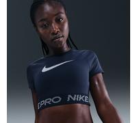 Nike Pro Crop top de manga corta Dri-FIT con estampado - Mujer - Azul S (EU 36-38)