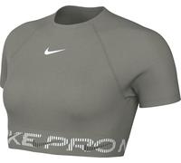 NIKE Pro Crop Top De Manga Corta Dri-Fit con Estampado - Mujer, Light Army/Cargo Khaki/White, HM6369-320, S