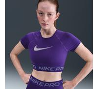 Nike Pro Crop top de manga corta Dri-FIT con estampado - Mujer - Morado XL (EU 48-50)