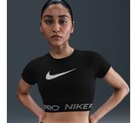 Nike Pro Crop top de manga corta Dri-FIT con estampado - Mujer - Negro M (EU 40-42)