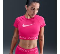 Nike Pro Crop top de manga corta Dri-FIT con estampado - Mujer - Rosa L (EU 44-46)