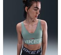 Nike Pro Indy Plunge Sujetador deportivo de sujeción media con almohadilla - Mujer - Verde XS