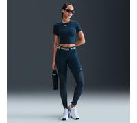 Nike Pro Leggings de longitud completa y talle medio con paneles de malla - Mujer - Azul S (EU 36-38)