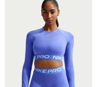 Nike Pro Parte de arriba corta de manga larga Dri-FIT - Mujer - Azul XS (EU 32-34)