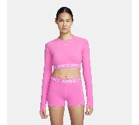 Nike Pro Parte de arriba corta de manga larga Dri-FIT - Mujer - Rojo S (EU 36-38)