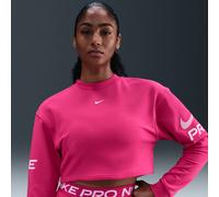 Nike Pro Sudadera de tejido French terry ancha con cuello redondo Dri-FIT - Mujer - Rosa XXL (EU 52-54)