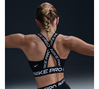 Nike Pro Sujetador Deportivo De Sujeción Ligera Sin Almohadilla - Mujer, Black/Black/White, HF5372-010, 2XS