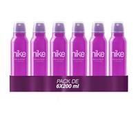 NIKE - Purple Mood Pack de 6 x 200 ml, Desodorante Mujer Spray, Desodorante Antimanchas para Todo Tipo de Piel, 0% Sales de Aluminio, de Larga Duración, Fragancia Floral Gourmand