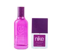 NIKE - Purple Mood Promoción 100 ml + 30 ml, Colonia Mujer, Pack 2 Productos, Perfume Formato Spray, Eau de Toilette Natural y Femenina, Aroma Floral Gourmand, Fragancia Fresca